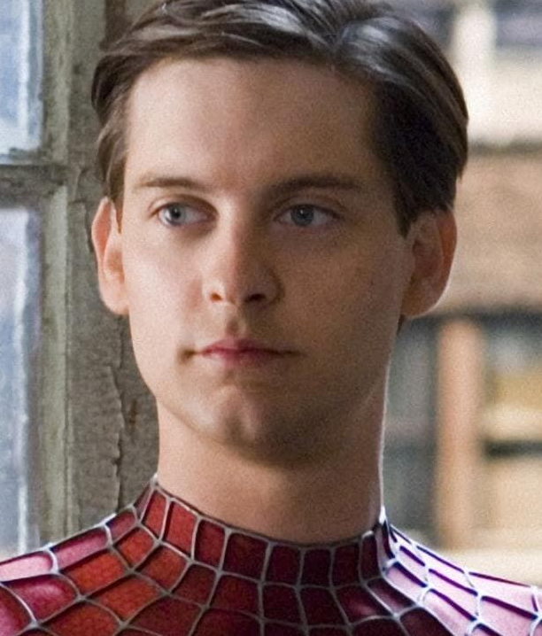 A picture of Tobey Maguire portraying Spider-Man.